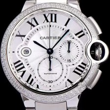 SA급 까르띠에 남성용 발롱블루 드 까르띠에 WE902001화이트 다이얼 크로노그래프 업버전 7750-2 오토매틱 무브먼트 CAR0132 xx