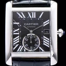 SA급 까르띠에 남성용 탱크 블랙 다이얼 오토매틱 무브먼트 CAR0013 xx