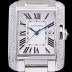 SA급 까르띠에 남성용 탱크 WT100028 앙글레즈 워치!! 브릴리언트 컷 다이아몬드 베젤 실버 마감 래커 플렝케 다이얼 쿼츠 무브먼트 CAR0014 xx