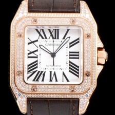 SA급 까르띠에 남성용 산토스 100 XL 로즈골드 다이아몬드 화이트 다이얼 CAR0131 xx