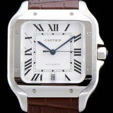 SA급 까르띠에 남성용 산토스 드 까르띠 WSSA0009 라지 모델-데이트 정품 동일 사이즈 실버 마감 오팔린 다이얼 오토매틱 무브먼트 CAR4000 xx