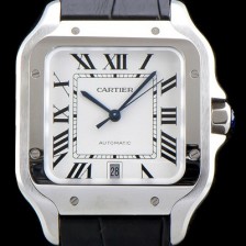 SA급 까르띠에 남성용 산토스 드 까르띠 WSSA0009 라지 모델-데이트 정품 동일 사이즈 실버 마감 오팔린 다이얼 오토매틱 무브먼트 CAR4000 xx