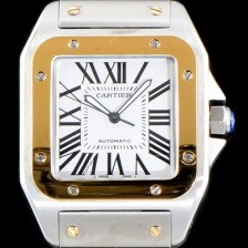 SA급 까르띠에 남성용 산토스 시리즈 100 W200728G 베스트 에디션 18k 옐로골드 투톤콤비 화이트 다이얼 브레이슬릿 오토매틱 무브먼트 CAR0009 xx