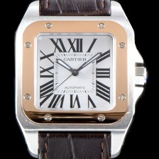 SA급 까르띠에 남여공용 산토스 드 까르띠에 W20107X7 18K 로즈골드 베젤 화이트 다이얼 CAR0011 xx