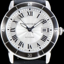 SA급  까르띠에 남성용 New!! 롱드 크루아지에르 드 까르띠에 WSRN0002 시크한 캐주얼 워치!! 기요쉐 패턴의 실버 다이얼 오토매틱 무브먼트 CAR4023 xx