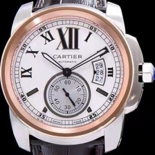 SA급 까르띠에 남성용 칼리브 드 까르띠에 W7100039 18k 로즈골드 베젤 화이트 다이얼 오토매틱 무브먼트 CAR0100 xx