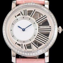 SA급 까르띠에 남성용 로통드 드 까르띠에 화이트 다이얼 쿼츠 무브먼트 CAR0513 xx