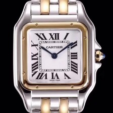 SA급 까르띠에 여성용 NEW 쿼츠 타입 팬더 드 까르띠에 워치 W2PN0007 미듐 모델 18K 옐로우 골드&스틸 케이스 화이트 다이얼 브레이슬릿 스위스 쿼츠 무브먼 CAR4045 xx