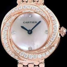 SA급 까르띠에 여성용 하이 주얼리 워치 쉘 다이얼 다이아몬드 주얼리 세팅 쿼츠 무브먼트 CAR0102 xx