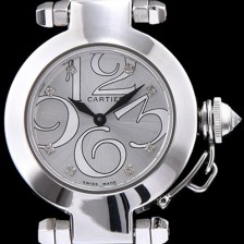 SA급 까르띠에 남성용 파샤 화이트 실버 다이얼 스위스 쿼츠 무브먼트 CAR0502 xx