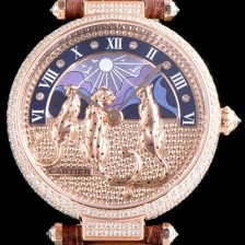 SA급 까르띠에 남성용 레브 드 팬더 HPI00930 18K 로즈골드 하이 쥬얼 세팅 픽첼 다이얼 스위스 쿼츠 무브먼 CAR0010 xx