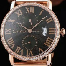 SA급 까르띠에 남성용 롱드더 까르띠에 서브 세컨즈 18k 로즈골드 쥬얼 다이아몬드 베젤 물결무늬 블랙 다이얼 골드 로마 인덱스 스위스 ETA 2824-A2오토매틱 무브먼 CAR0300 xx