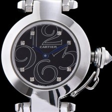 SA급 까르띠에 남성용 파샤 블랙다이얼 스위스 쿼츠 무브먼트 CAR0504 xx