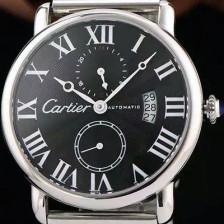 SA급 까르띠에 남성용 롱드더 까르띠에 서브 세컨즈 물결무늬 블랙 다이얼 화이트 로마 인덱스 스위스 ETA 2824-A2오토매틱 무브먼 CAR0330 xx