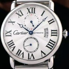 SA급 까르띠에 남성용 롱드더 까르띠에 서브 세컨즈 물결무늬 실버 다이얼 블랙 로마 인덱스 스위스 ETA 2824-A2오토매틱 무브먼 CAR0335 xx