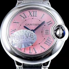 SA급 까르띠에 여성용 발롱블루 까르띠에 스몰 모델 옐로우 핑크다이얼 CAR0023 xx