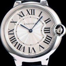 SA급 까르띠에 남성용 발롱블루 WE902056 화이트 다이얼 블랙 레더스트랩 CAR0030 xx