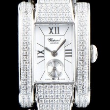 SA급 쇼파드 여성용 라 스트라다 스위스 쿼츠 화이트 쥬얼리 베젤 실버다이얼 CHO0415 xx