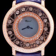 SA급 쇼파드 여성용 해피 스포츠 라이트 블루 쉘 다이얼 다이아몬드 주얼리 세팅 쿼츠 무브먼트 CHO0400 xx