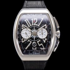 SA급 프랭크뮬러 남성용 뱅가드 오토매틱 크로노그래프 7750 타입 44mm 가죽줄 블랙 다이얼 fra8243 xx