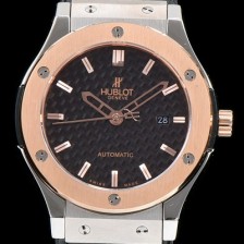 SA급 휴블렛 남성용 클레식 퓨전 511.NO.1180.LR 18K 로즈골드 투톤콤비 케이스 블랙 텍스쳐드 다이얼 오토매틱 무브먼트 HUB0200 xx