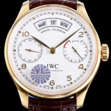 SA급 아이더블유씨 남성용 포르투기즈 애뉴얼 캘런더 옐로우골드 IW503504 화이트 다이얼 IWC0210 xx
