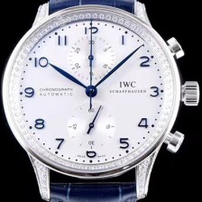SA급 아이더블유씨 남성용 포르투기즈 쥬얼버젼 오토메틱 크로노그래프 다이아몬드 화이트 다이얼 IWC4244 xx