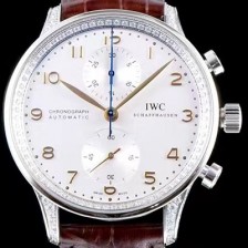 SA급 아이더블유씨 남성용 포르투기즈 쥬얼버젼 오토메틱 크로노그래프 다이아몬드 화이트 다이얼 IWC4204 xx