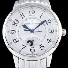 SA급 예거르꿀르뜨 남성용 랑데부 나잇&데이 3448110  미디엄 레이디 워치!! 문페이즈 화이트 기요셰 다이얼 오토매틱 무브먼트 JAG0451 xx