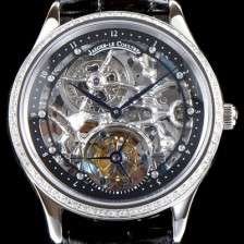 SA급 예거르쿨트르 남성용 신형 마스터 그랜드 투어빌론 1:1 수공 맞물림 형식의 쥬얼라인 블랙&실버 스켈레톤 다이얼 투어빌론 무브먼트 JAG0401 xx