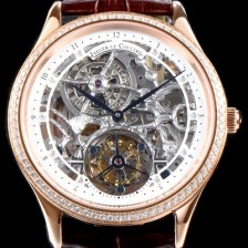SA급 예거르쿨트르 남성용 신형 마스터 그랜드 투어빌론 18K 로즈골드 케이스 1:1 수공 맞물림 형식의 쥬얼라인 화이트&실버 스켈레톤 다이얼 투어빌론 무브먼트 JAG0404 xx