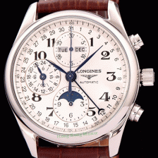 SA급 론진 남성용 정*성시계 ! BEST UP!! 마스터 컬렉션 L2.773.4.78.3 문페이즈 크로노그래프 베스트 모델 화이트 발리콘 다이얼 오토매틱 무브먼트 LON0402 xx