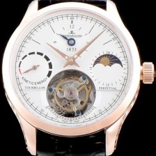 SA급 예거르쿨트르 남성용 마스터 그랑 트래디션 5043480 1833퍼페추얼 18K 로즈골드 케이스 화이트 다이얼 아시안 투어빌론 탑재 무브먼트 JAG0413 xx