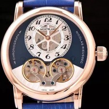SA급 몽블랑 남성용 스타 니콜라스 뤼섹 모노푸셔 크로노그래프 블루다이얼 MON42000 xx