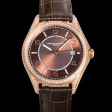 SA급 바쉐론 콘스탄틴 남성용 피프티식스 Ref.4600E 오토매틱 1326 타입 18K 로즈골드 40mm 보석/큐빅 가죽줄 브라운 다이얼 vac1151 xx