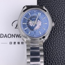 SA급 오메가 남성용 씨마스터 1:1수제공정형 220.10.43.22.03.002 아쿠아테라 150M GMT 월드타이머 43미리 오토매틱 Cal. 8938 타입 메탈줄 블루 다이얼 omg20245 xx