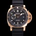 SA급 파네라이 남성용 서브머시블 골드테크™ PAM02164 오토매틱 Cal P. 900 타입 42mm 18K 로즈골드 우레탄 블랙 다이얼 pan5209 xx