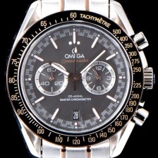 SA급 오메가 남성용 스피드마스터 329.23.44.51.06.001 18K 로즈골드 레이싱 코-액시얼 마스터 크로노미터 타키미터 크로노그래프 그레이 다이얼 브레이슬릿 일본 수입산 쿼츠 무브먼트 OMG0544 xx