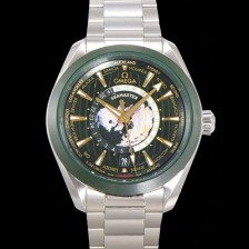 SA급 오메가 남성용 씨마스터 1:1수제공정형 220.30.43.22.10.001 아쿠아테라 150M GMT 월드타이머 43미리 오토매틱 Cal. 8938 타입 메탈줄 그린 다이얼 omg20246 xx