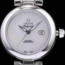 SA급 오메가 남성용 드빌 신형 레이디매틱!! 425.33.34.20.05.001 입체형 화이트 자게 다이얼 화이트 레더스트랩 오토매틱 무브먼트 OMG0033 xx