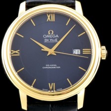 SA급 오메가 남성용 드빌 424.53.40.20.03.001 프레스티지 코-액시얼 블루 다이얼 18k 옐로우골드 투톤 콤비 오토매틱 무브먼트 OMG0010 xx