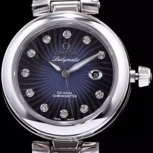 SA급 오메가 남성용 드빌 신형 레이디매틱!! 425.32.34.20.56.001 입체형 블루 다이얼 쥬얼 다이아몬드 인덱스 오토매틱 무브먼트 OMG0031 xx