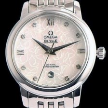 SA급 오메가 여성용 드빌 424.12.33.20.55 자게 화이트 다이얼 18k 화이트골드 브레이슬릿 쥬얼리 인덱스 오토매틱 무브먼트 OMG0011 xx