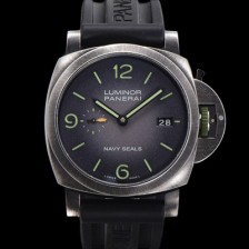 SA급 파네라이 남성용 루미노르 마리나 네이비 씰 PAM01412 44mm 오토매틱 Cal.P.9010 타입 우레탄줄 그레이 다이얼 pan5199 xx