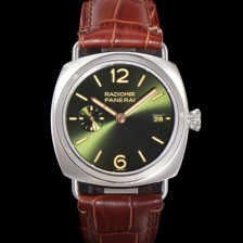 SA급 파네라이 남성용 라디오미르 콰란타 PAM01386 40mm 오토매틱 가죽줄 그린 다이얼 pan5204 xx