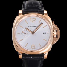 SA급 파네라이 남성용 루미노르 듀 골드텍 PAM01336 42미리 오토매틱 Cal.P.900 타입 18K 로즈골드 화이트 다이얼 pan5196 xx