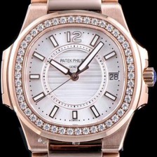 SA급 파텍필립 여성용 노틸러스 7010/1R-001 하이엔드 최상급쥬얼 다이아몬드 베젤 18K 로즈골드 화이트 텍스쳐 다이얼 브레이슬릿 스위스 정품 쿼츠 무브먼트 PAT0104 xx