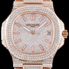 SA급 파텝필립 남성용 파텍필립 5719/10G-010 노틸러스 스위프 세컨즈 18K 로즈골드 럭셔리한 최상급쥬얼 다이아몬드 풀 셋팅 브레이슬릿 Cal.324 S C 오토매틱 무브먼트 PAT0100 xx