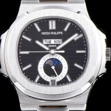 SA급 파텝필립 남성용 파텍필립 신형 노틸러스 데이데이트 문페이즈 블랙 텍스쳐드 다이얼 기계식 자동형 무브먼트 PAT0131 xx