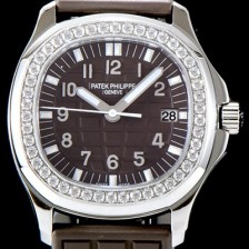 SA급 파텝필립 남성용 아쿠아넛 5067A-023 루체 시리즈 Upgrade!! 스와로브 다이아몬드 셋팅 베젤 3D 브라운 와플 다이얼 E23-250 S C 쿼츠 무브먼트 PAT0101 xx